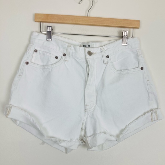 Agolde Pants - AGOLDE Parker Long white denim cut off shorts. Size 27.